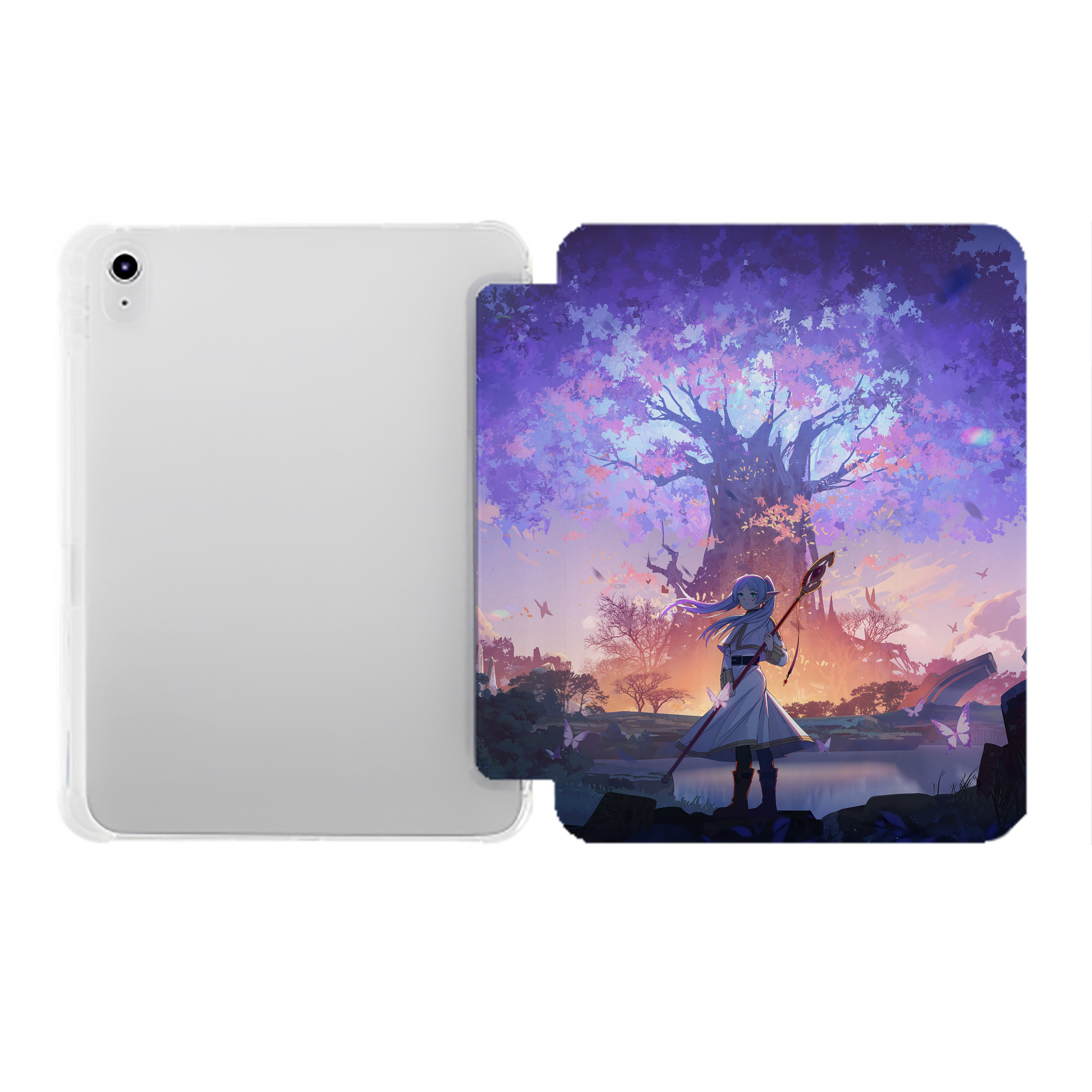 （画像用） 葬送のフリーレン Frieren IPad ケース ペン収納付き 三つ折りスタンド PUレザー×シリコン 対応機種9.5/10.5/10.9インチ